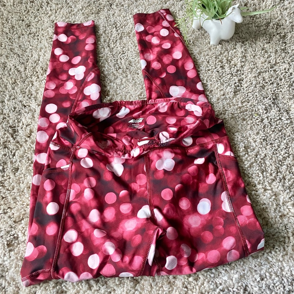 Avia city lights polka dot unique fun and comfy running sport leggings.